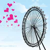 I love You London Poster Design and hearts vector illustration  and London eye design, vector illustration