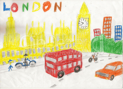 European capital, sketch, London, modernist style, background, c