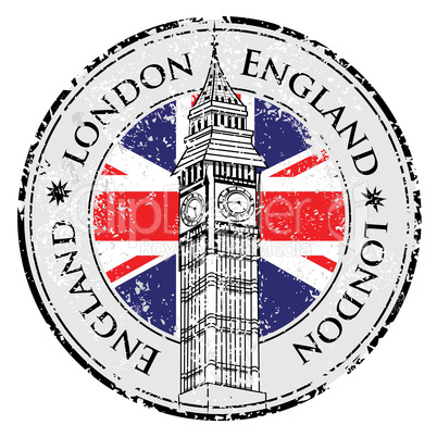 Rubber grunge stamp London Great Britain