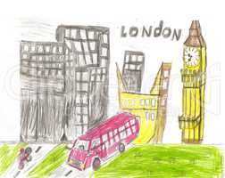 European capital, sketch, London, modernist style, background, c