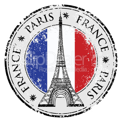 Paris town in France grunge stamp, eiffel tower vector