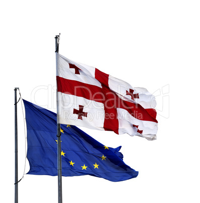 Flags of Georgia and European Union