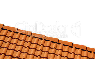 Roof with tiles on white
