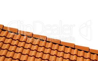 Roof with tiles on white