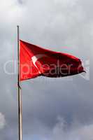 Turkish flag on flagpole