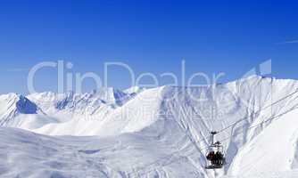 Panoramic view on ropeway at ski resort