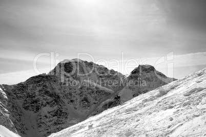 Black and white off-piste slope