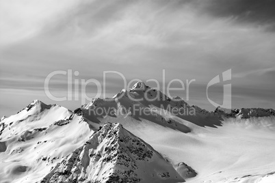 Black and white view from the ski slope