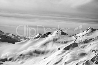 Black and white snowy mountainside
