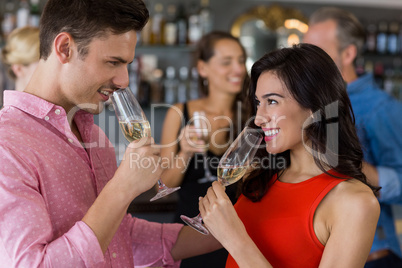 Couple having glass of champagne