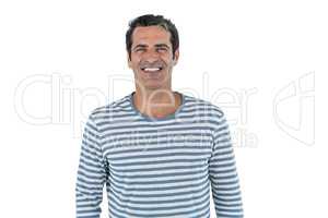 Portrait of man standing against white background
