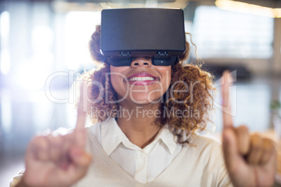 Woman wearing virtual reality glass