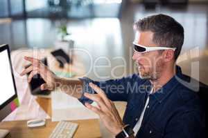 Man wearing virtual reality glass