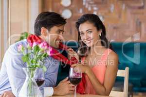 Couple having fun together in restaurant