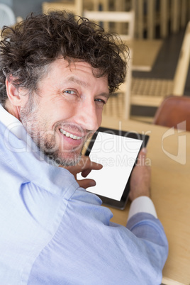 Man using digital tablet