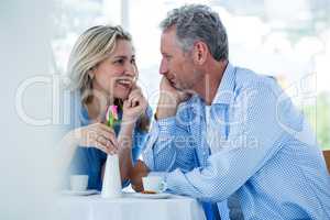 Romantic couple in restaurant