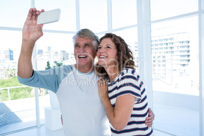 Happy mature couple taking selfie