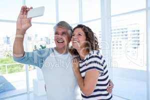 Happy mature couple taking selfie