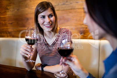 Female friends with wineglass