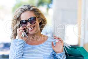 Beautiful woman talking on cellphone