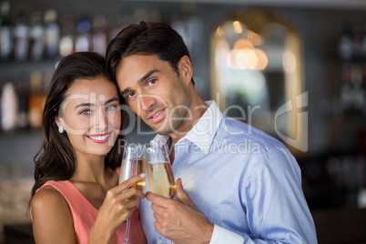 Couple toasting glasses of wine