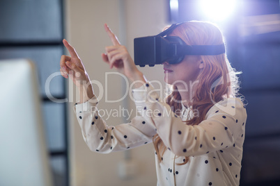 Woman wearing virtual reality glass