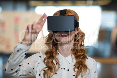 Woman wearing virtual reality glass