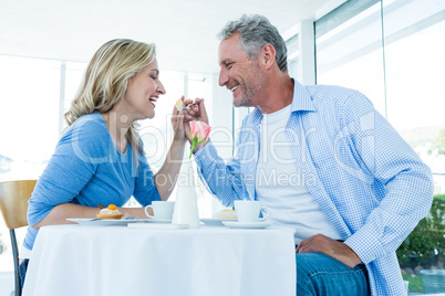 Romantic mature couple sitting