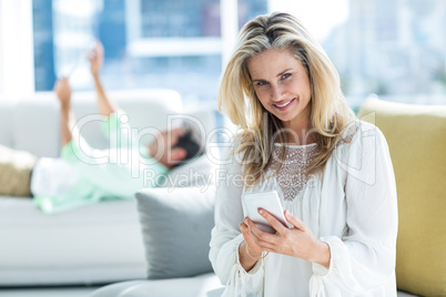 Portrait of woman using mobile phone