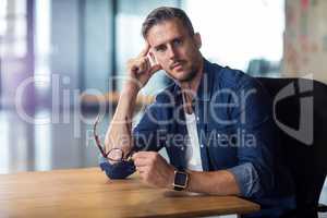 Portrait of thoughtful man in office