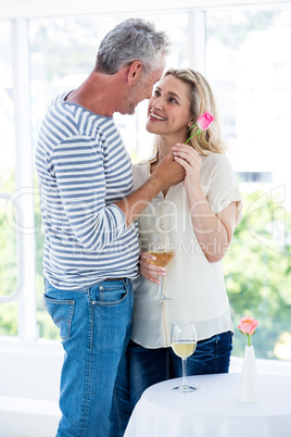 Romantic mature couple standing face to face