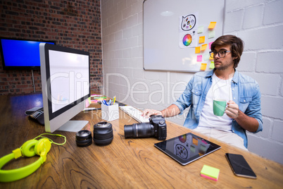 Man using computer in office