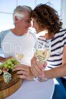 Romantic couple with champagne glasses