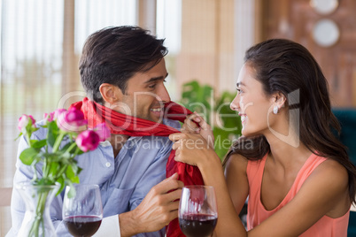 Couple having fun together in restaurant