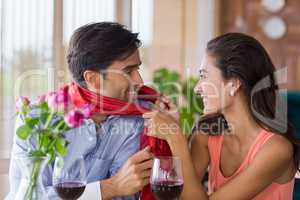 Couple having fun together in restaurant