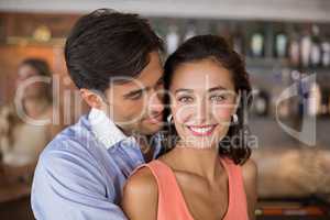 Couple having fun together in restaurant