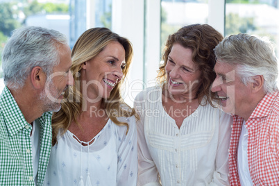 Mature couples in restaurant