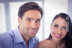 Portrait of couple in cafe