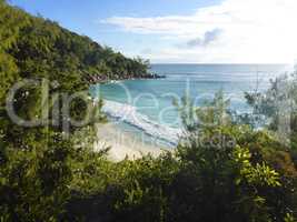 Beautiful view to the beach of Anse Georgette, Seychelles