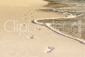 Footprints at the beach, Seychelles