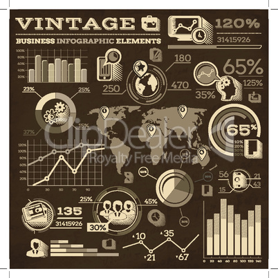 Infographic elements collection, business vector illustration in vintage style.