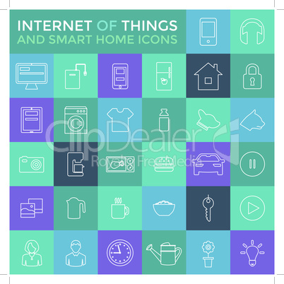Line icons set. Smart home and internet of things concept.
