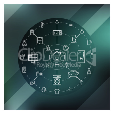 Line icons infographic. Smart home and internet of things concept.