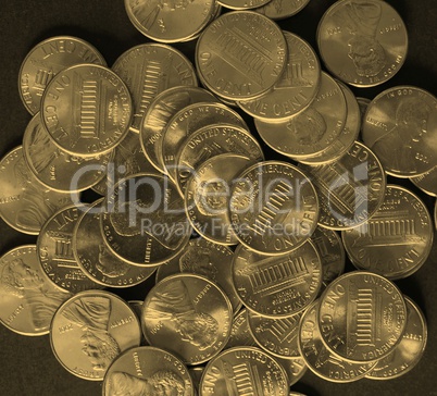 Dollar coins 1 cent wheat penny cent - vintage