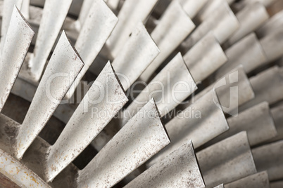 Industrial metal turbine blades.