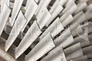 Industrial metal turbine blades.