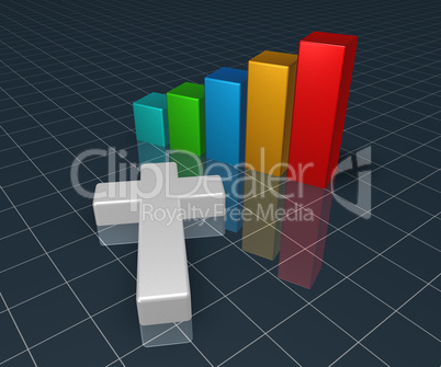 balkendiagramm mit christlichem kreuz