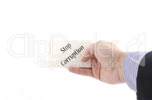Stop corruption text concept
