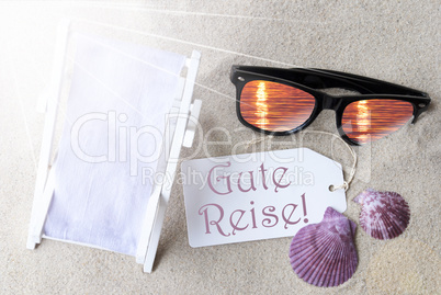 Sunny Flat Lay Summer Label Gute Reise Means Good Trip