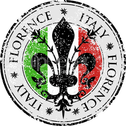 The fleur de lis of Florence, travel destination grunge rubber stamp with symbol of Florence, Italy inside, vector illustration
